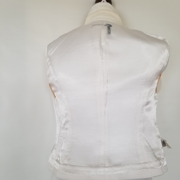 ✅#911B Classiques Entier White Fringe Jacket PS 3D Flower Buttons Gold/White - Picture 8 of 14